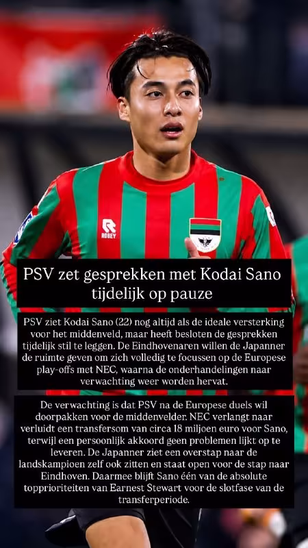 PSV Kodai Sano bilan muzokaralarni vaqtincha to'xtatdi