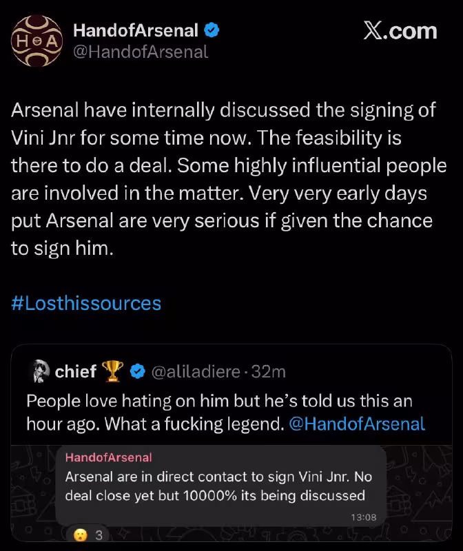 Arsenal Vinisius Junior transferini ko'rib chiqmoqda