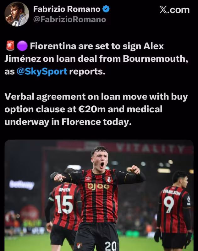 Aleks Ximenes «Fiorentina»ga o'tishga yaqin