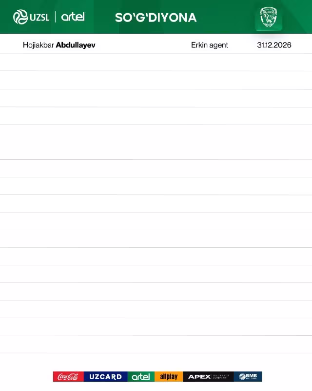 Hojiakbar Abdullayev «So'g'diyona» futbolchisiga aylandi