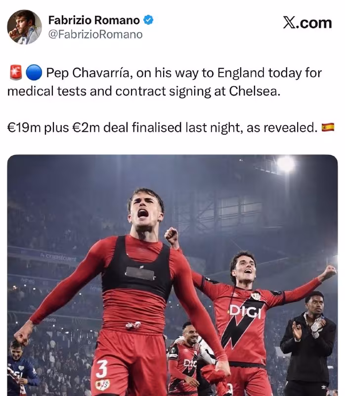 Pep Chavarría «Chelsi»ga o'tmoqda