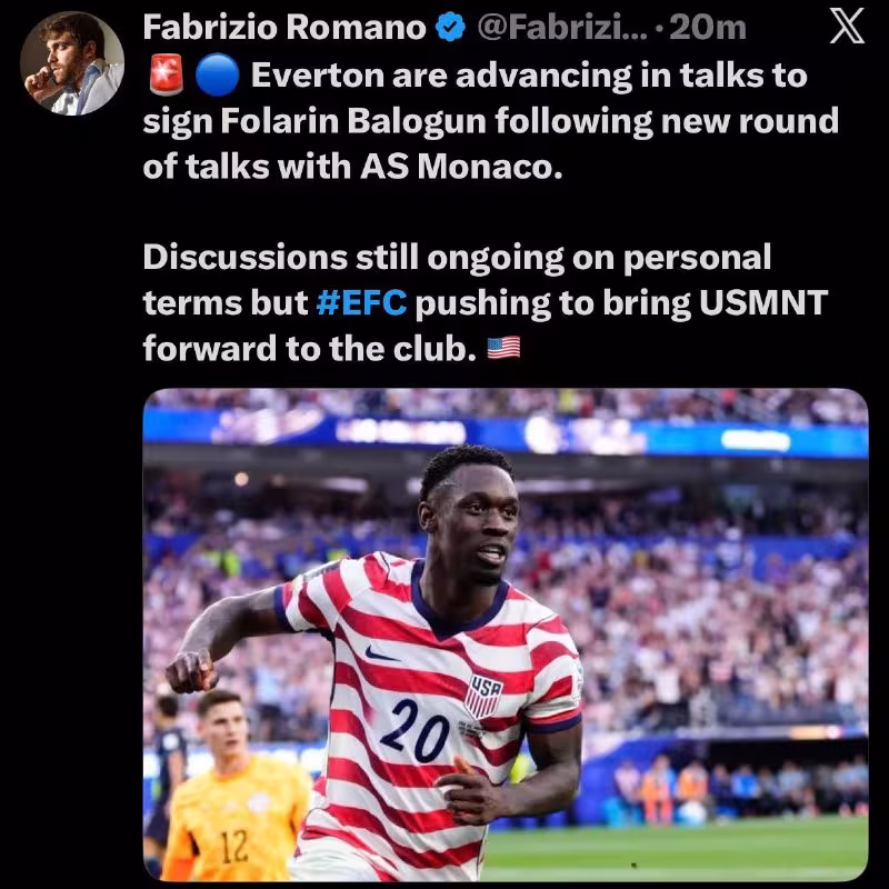 Fabrisio Romano: Balogun transferi bo'yicha muzokaralar davom etmoqda
