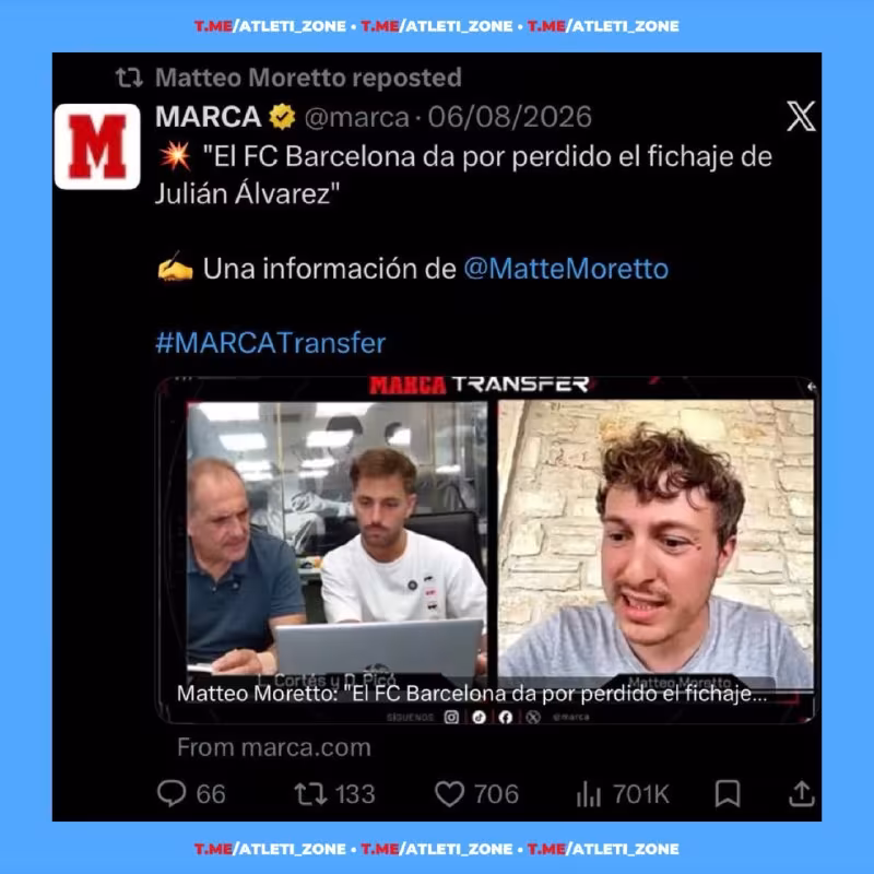 Barselona Xulian Alvaresni transfer qilishdan voz kechdi