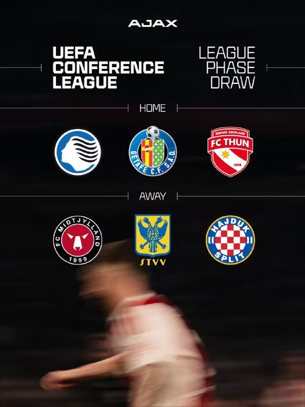 Ajaxning Konferensiyalar ligasidagi raqiblari ma'lum bo'ldi