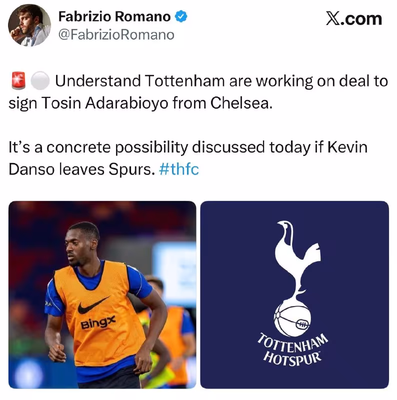 Totenxem Tosin Adarabioyo transferi ustida ishlamoqda