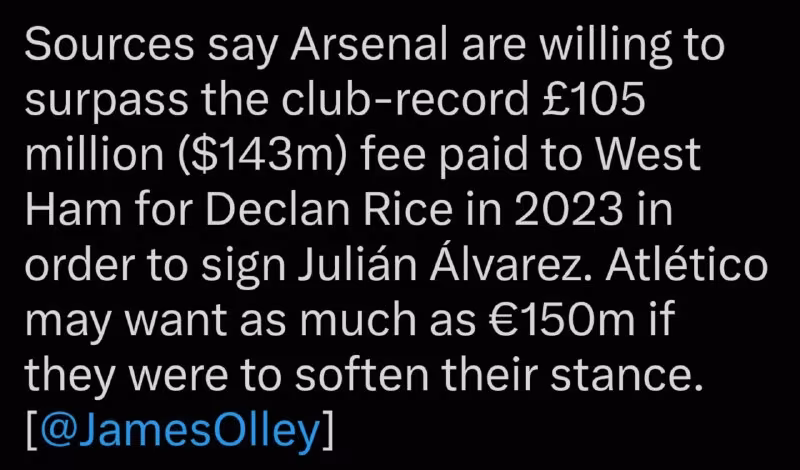 Arsenal Julian Alvarez uchun rekord darajadagi mablag' sarflashga tayyor