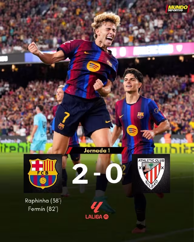 Barcelona 2:0 Athletic: Kataloniyaliklar mavsumdagi ilk uy g'alabasini qo'lga kiritdi