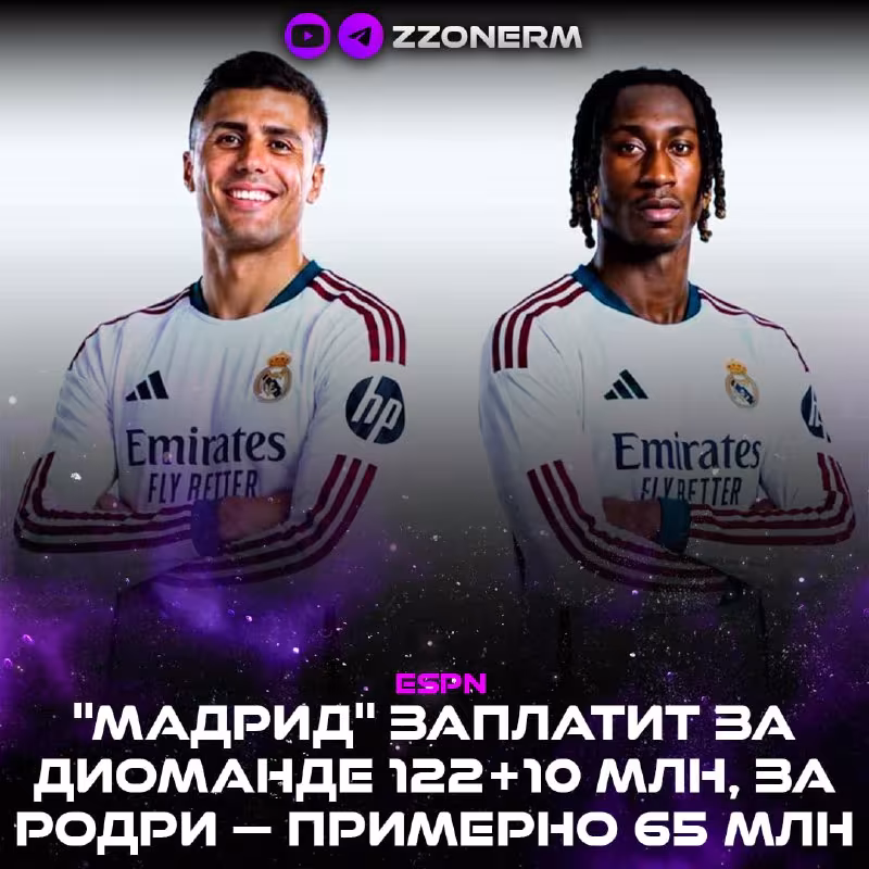 Real Madrid transfer rejalari: Rodri va Diomande uchun katta mablag'