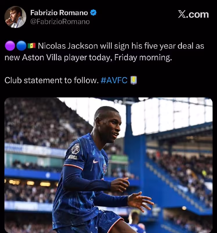 Jekson «Aston Villa» bilan shartnoma imzolaydi