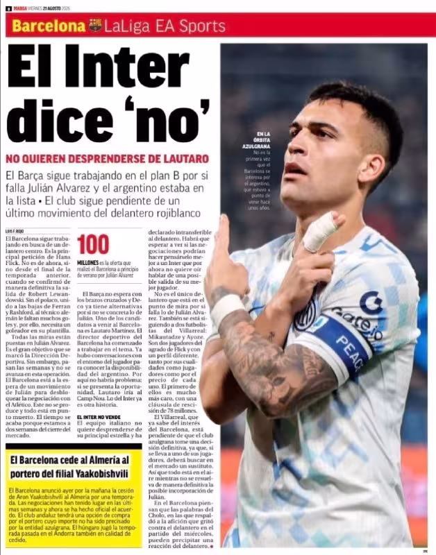 «Barselona» Lautaro Martinesni qo'lga kiritmoqchi, ammo «Inter» rad javobini bermoqda