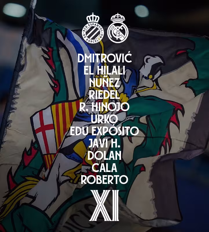 Espanyolning Madridga qarshi o'yin uchun asosiy tarkibi