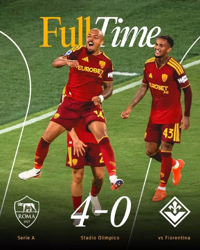 Roma 4:0 Fiorentina: Rimliklar mavsumni yirik g'alaba bilan boshlashdi