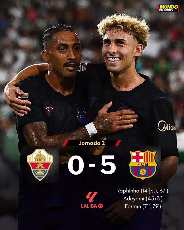 Elche 0:5 Barcelona: Kataloniyaliklar mavsumni yirik g'alaba bilan boshlashdi