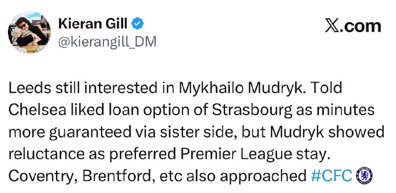 Leeds United Mixail Mudrikga qiziqish bildirmoqda