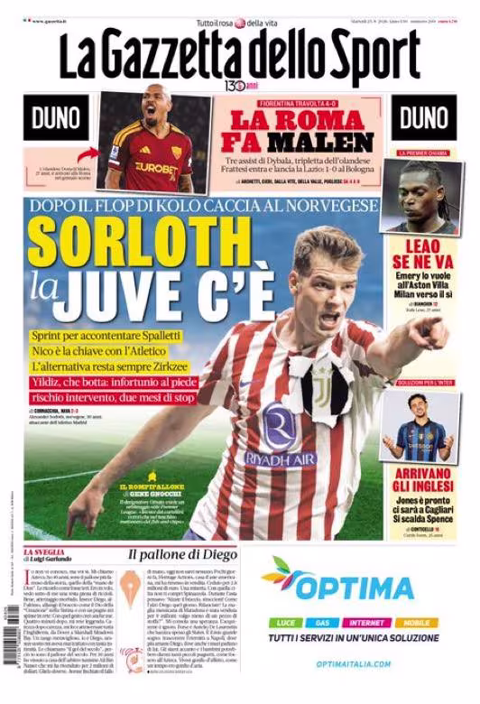 La Gazzetta dello Sport: «Yuventus» Sorlotni o'z safiga qo'shib olmoqchi