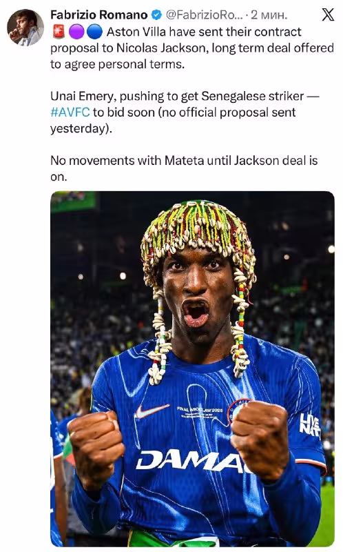 Aston Villa Nikolas Jekson bilan shartnoma shartlarini muhokama qilmoqda