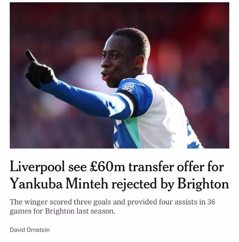 Brayton Yankuba Minte uchun 60 million funtlik taklifni rad etdi