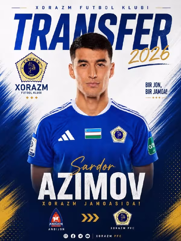 Sardor Azimov «Xorazm» futbolchisiga aylandi