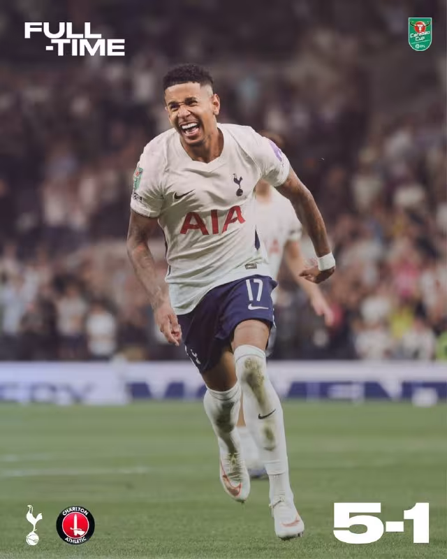 Tottenham 5:1 Charlton: Angliya Liga kubogida yirik g'alaba