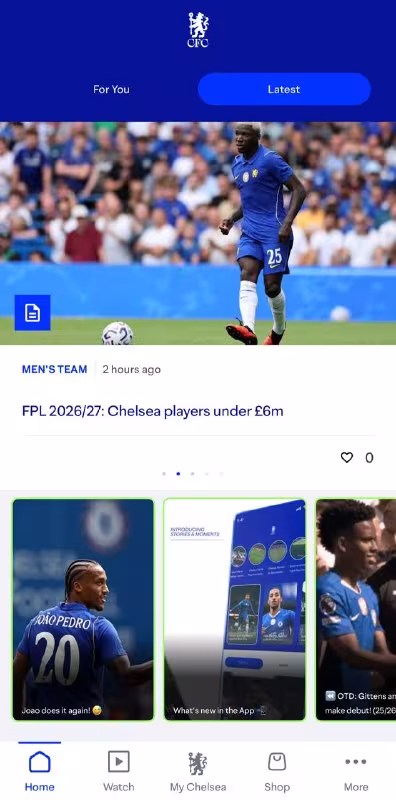 Chelsi o'z mobil ilovasini yangiladi