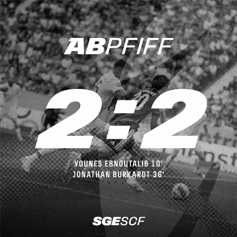 Eintracht 2:2 Frayburg: ochkolar bo'lishildi