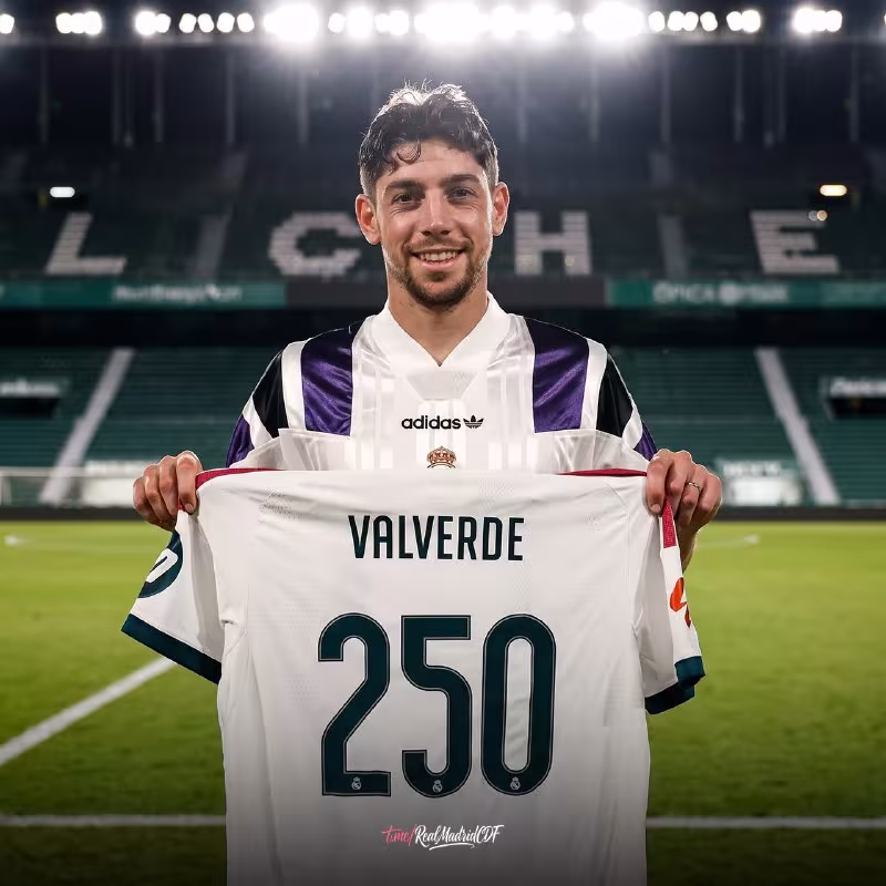 Fede Valverde «Real Madrid» safida La Ligadagi 250-o'yinini o'tkazdi