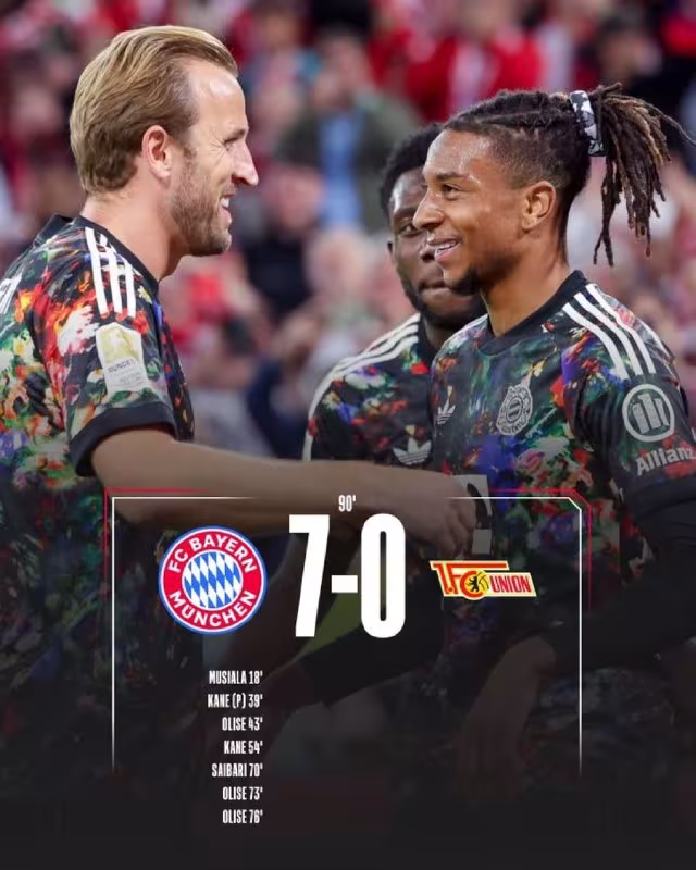 Bayern 7:0 Union: Myunxenliklar yirik g'alabaga erishdi