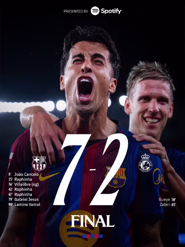 Barcelona 7:2 Racing: Mavsumning eng qiziqarli o'yini