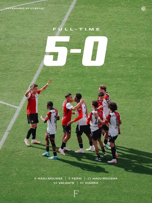 Feyenoord 5:0 Utrext: yirik g'alaba