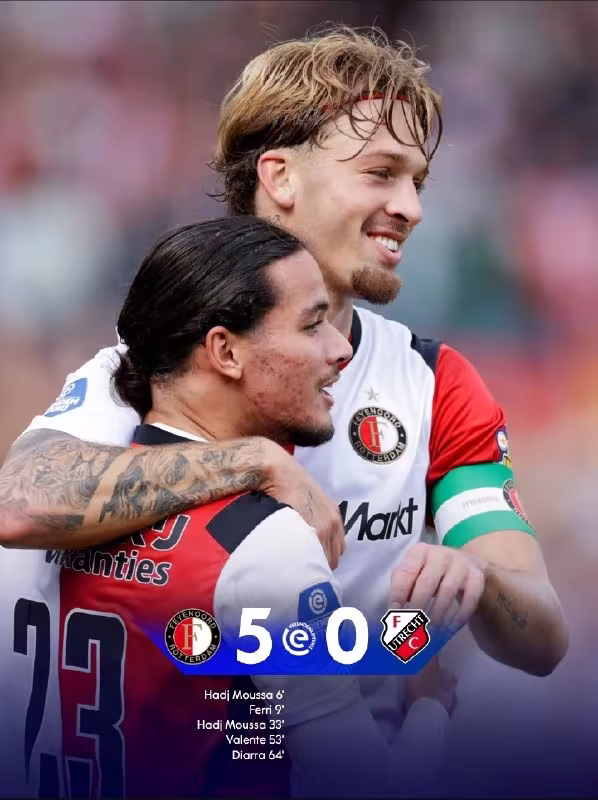Feyenoord 5:0 Utrext: Rotterdamliklar yirik g'alabaga erishdi