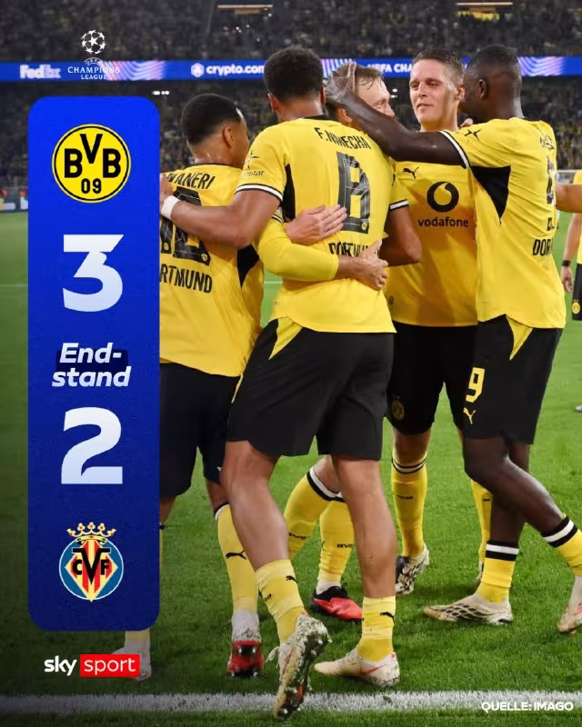 Borussiya Dortmund 3:2 Vilyarreal: Chempionlar ligasi 1-tur