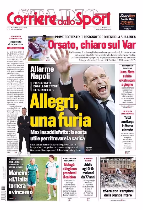 Massimiliano Allegri jamoa o'yinidan norozi