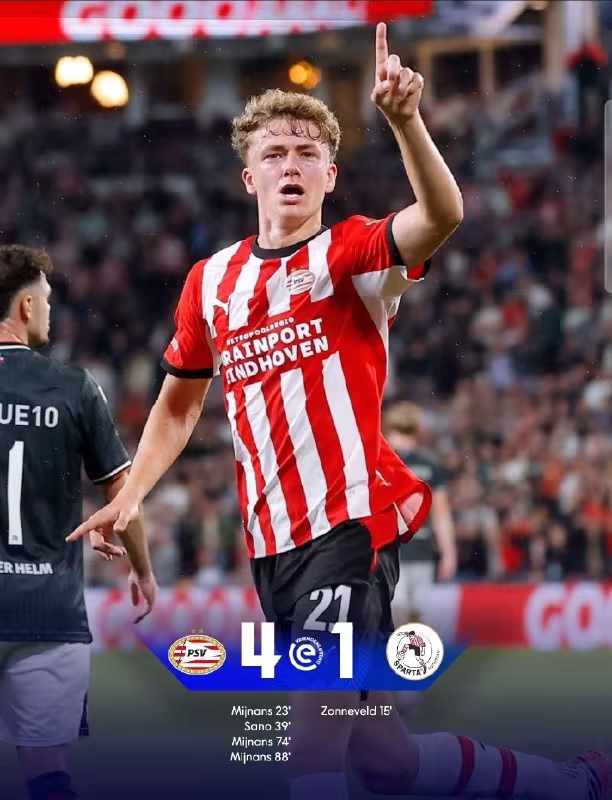 PSV 4:1 Sparta: Meynansdan xet-trik