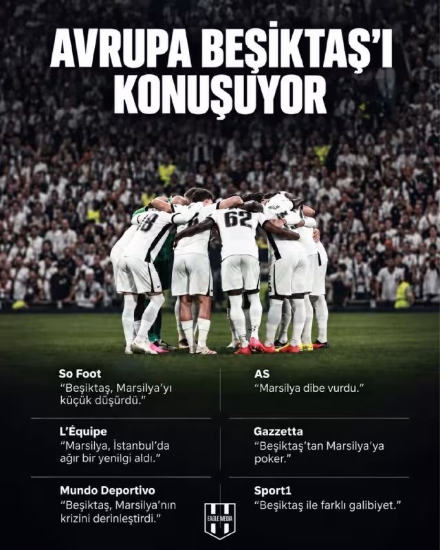 Yevropa matbuoti "Beshiktosh"ning "Marsel" ustidan qozongan g'alabasiga munosabat bildirdi