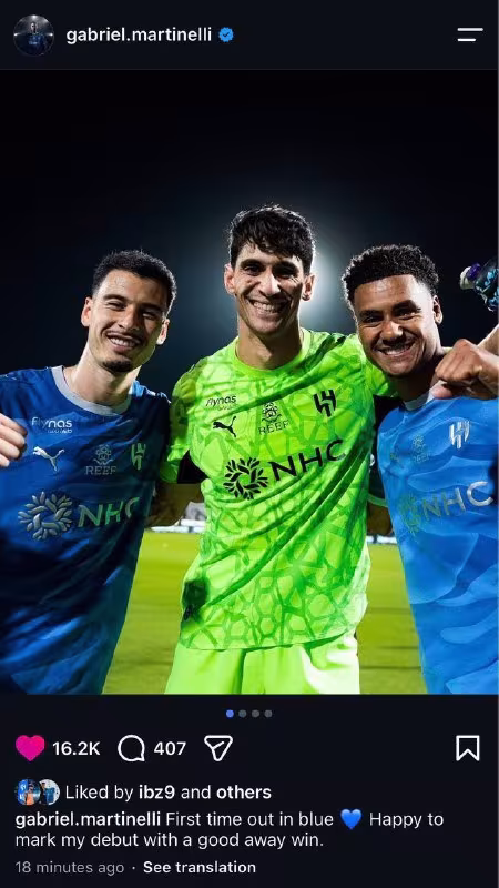 Gabriel Martinelli o'zining debyut o'yini haqida fikr bildirdi