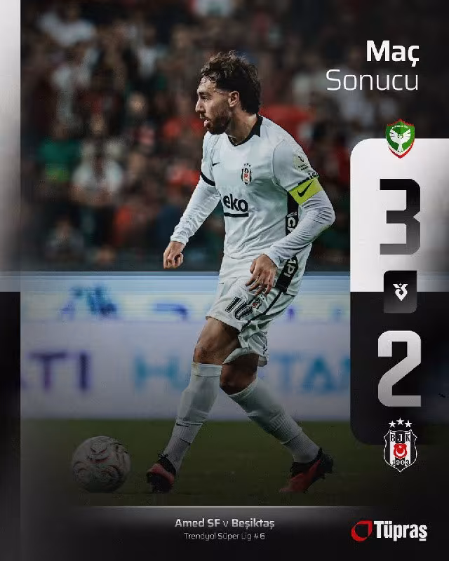 Amed 3:2 Besiktas: Jamoa mag'lubiyatga uchradi