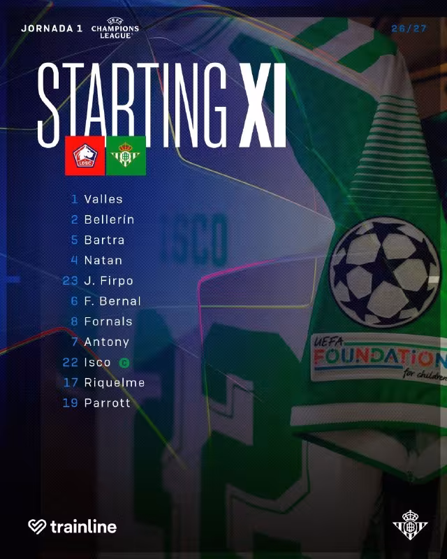 Real Betis bugungi o'yin uchun tarkibni e'lon qildi