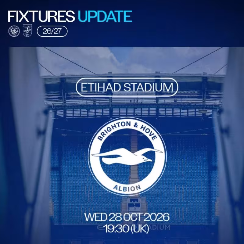 Manchester City va Brighton o'rtasidagi Liga kubogi o'yini vaqti ma'lum bo'ldi