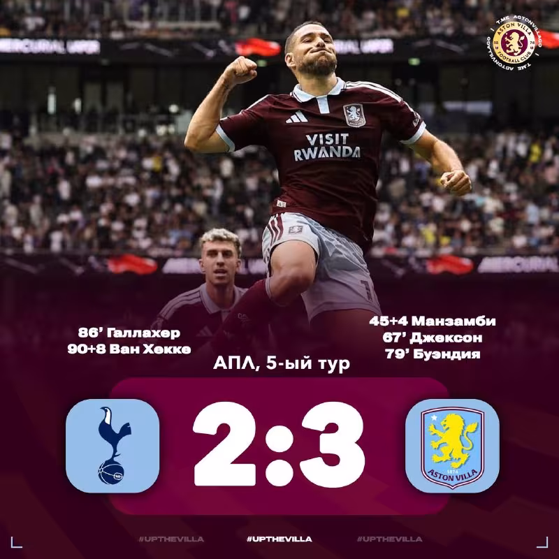 Tottenham 0:3 Aston Villa: Aston Villa APLdagi ilk g'alabasini qo'lga kiritdi