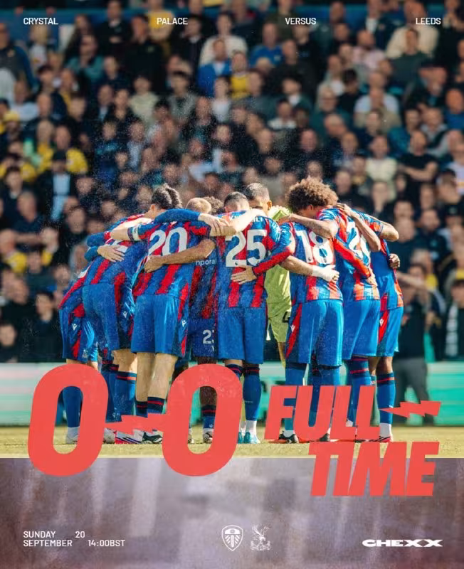 Leeds 0:0 Crystal Palace: Mehmonlar safardan bir ochko bilan qaytishmoqda