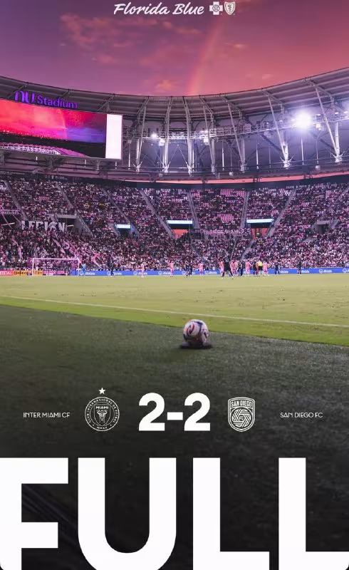 Inter Miami 2:2 San-Diego: Messi jarima zarbasidan gol urdi