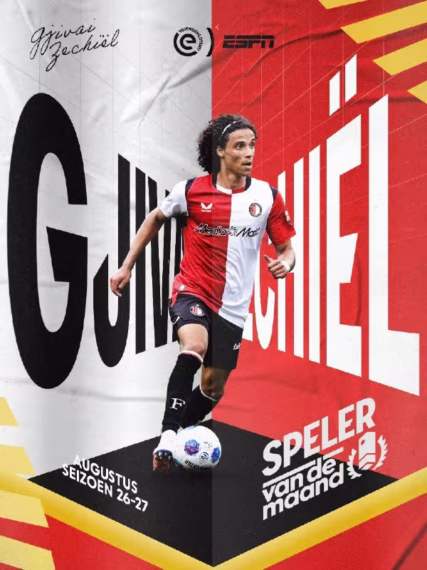 Jivay Zexiel Erediviziyada avgust oyining eng yaxshi futbolchisi deb topildi