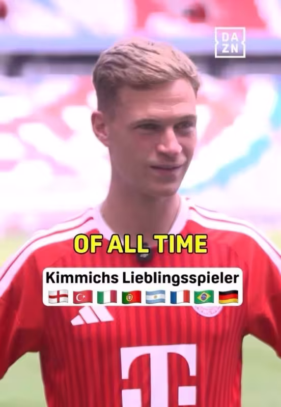 Joshua Kimmich o'zining barcha davrlardagi sevimli futbolchilarini sanab o'tdi