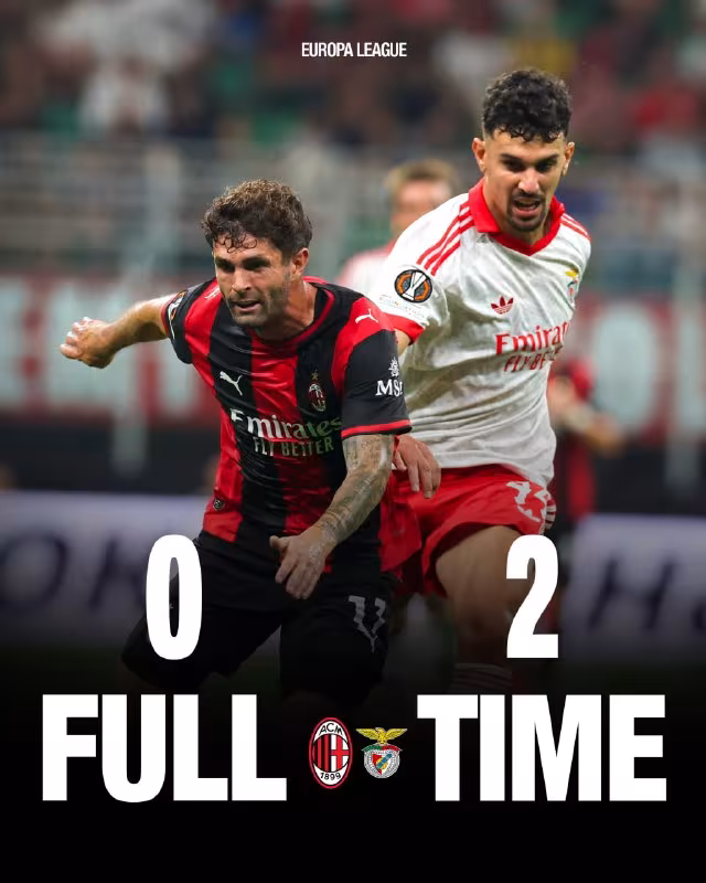 Milan 0:2 Benfica: Yevropa ligasi doirasidagi bahs