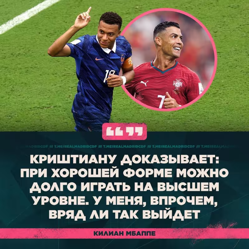 Kilian Mbappe: Krishtianu Ronaldu kabi 41 yoshgacha o'ynay olishimga ishonmayman