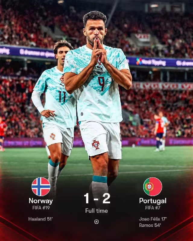 Norvegiya 1:2 Portugaliya: Gonsalu Ramush g'alaba golini urdi