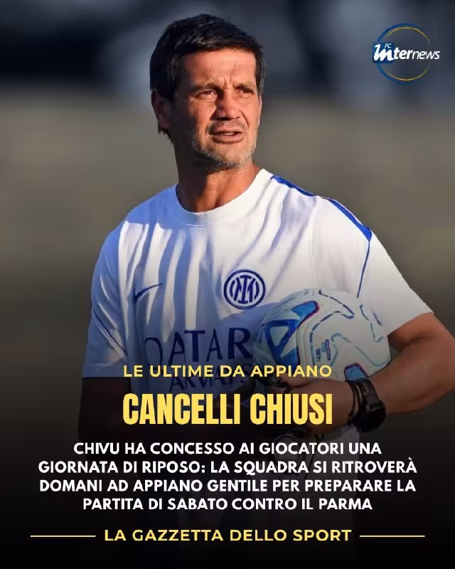 Kivu jamoaga dam berdi: «Inter» «Parma»ga qarshi o'yinga tayyorgarlikni boshlaydi