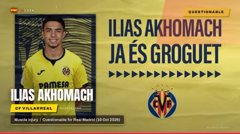 Ilias Axomach «Real Madrid»ga qarshi o'yinda maydonga tushmasligi mumkin